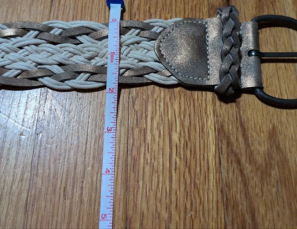 Braided women's Two-Tone pleather Belt in Taupe and Cream